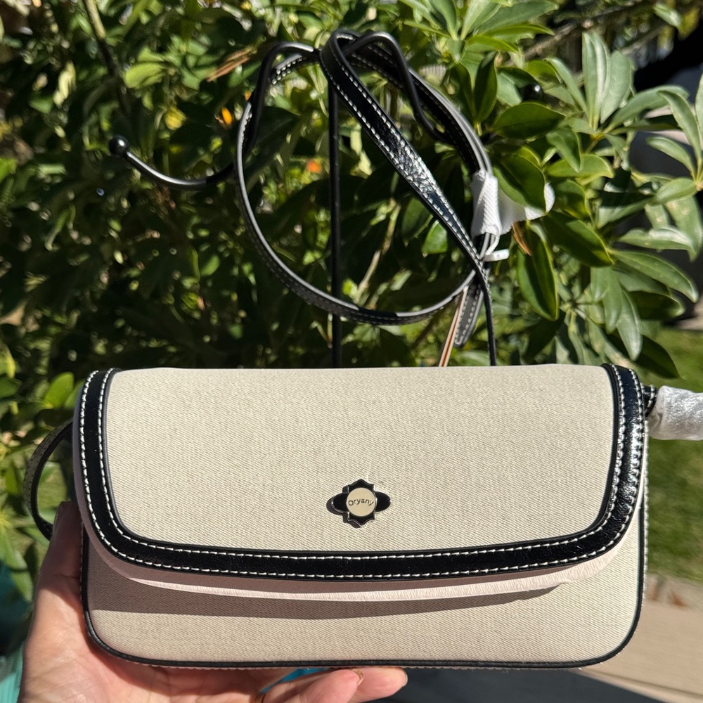 orYANY Cream and Black Telephone Crossbody Bag